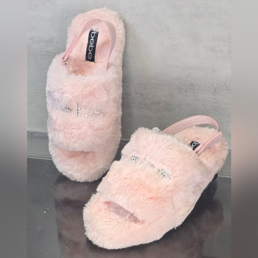 Bebe Pink Fuzzy Slippers 6 - Picture 5 of 8